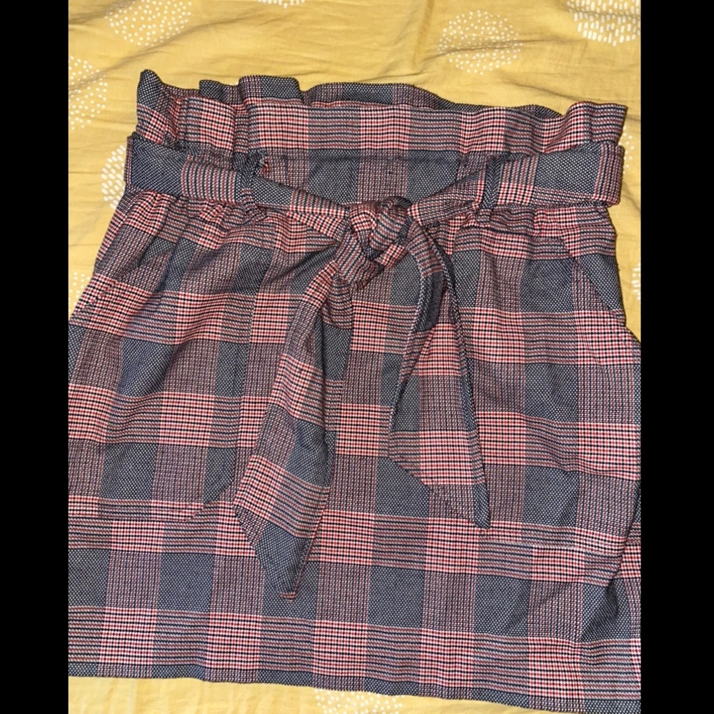 Zara Paperbag Plaid Skirt